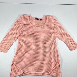 Jeanne Pierre Crochet Knit Top Peach Pink Coral